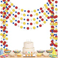 Outus 5 Pieces Colorful Dots Paper Garland Easter Decor Round Glitter Hanging Confetti Streamers Backdrop for Spring Birthday Classroom Halloween Trunk or Treat Car Decoration (Red,Blue,Yellow)
