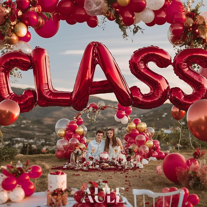 AULE red Letter Balloons S 40Inch Large Giant big Foil Mylar red S Balloon for Birthday Aniversary Party Decorations