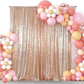 Juya Delight 6ft x 8ft Rose Gold Sequin Backdrop Curtain for Party Wedding Photography