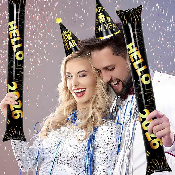 New Years Eve Party Supplies 2026 94PCS Happy New Years Decoration Hats Headband for 2026 Party Props Festival Decorations Count Down NYE Party Supplies Favors (Black Gold -1)