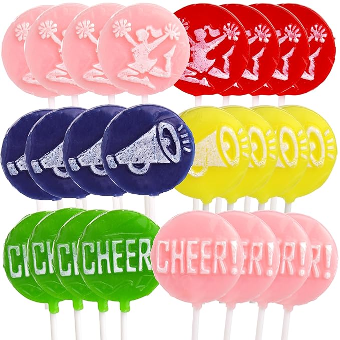 Cheer Tattoo Lollipops, Team Party Favor Candy Gifts, Individually Wrapped Suckers, Pack of 24