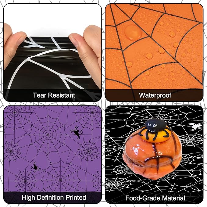 3 Pcs Halloween Tablecloth - Multicolor Spider Web Table Cloths, Disposable Rectangle Plastic Spiderweb Table Cover for Halloween Party Decorations Supplies Favors Tables Decor, 108 x 54 Inch