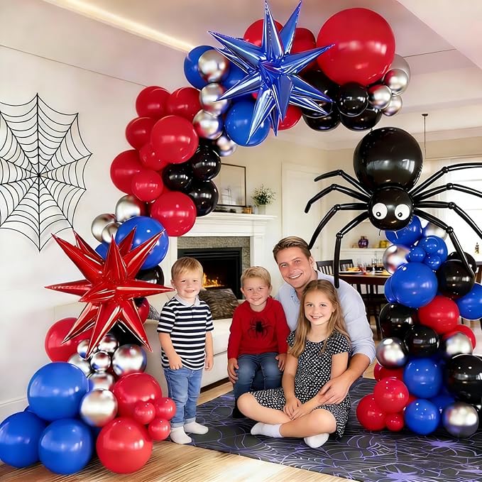 320 Pcs Red Blue Black 12 Inch Bulk Latex Balloons, for Boys Cool Spider Theme Birthday Baby Shower Graduation Ceremony Party Decorations