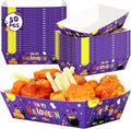 50 PCS Halloween Decorations, Disposable Halloween Paper Food Trays, Fold-to-Assemble Halloween Party Favors, Take Out Food Serving Tray for Trick or Treat Party Food Storage Serving Supplies
