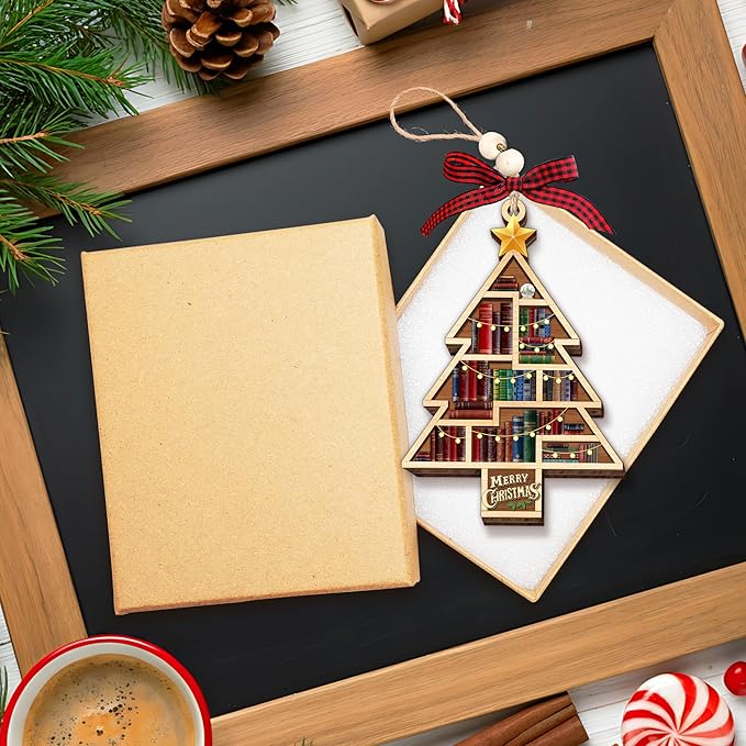 HEXMOZ Book Lover Christmas Ornaments 2025 - Book Ornaments for Christmas Tree - Book Lovers Gifts for Women - Gift Ideas for Book Lovers, Readers, Bookworms, Book Club, Bookish, Readers, Librarians
