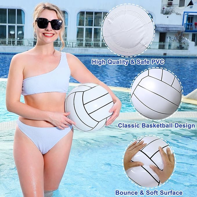 TURNMEON 12 Pack Inflatable Volleyball Beach Balls 16 Inch Beach Ball for Summer Party,Sports Ball Swimming Pool Game for Adult Pool Toys for Pool Beach Outdoor Indoor School