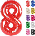 Red Number 8 Balloon 40 Inch, 8 Balloon Number, 8th Birthday Decorations, Red Party Supplies for Boys Girls