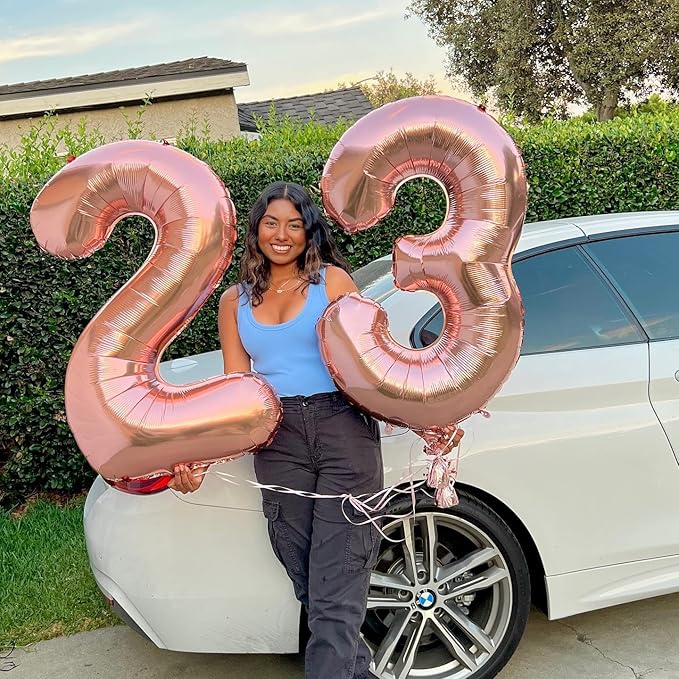 Rose Gold Number 6 Balloon 40 Inch, 6 Balloon Number, 6th Birthday Decorations, Rose Gold Party Supplies for Boys Girls