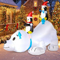 6 FT Christmas Inflatable Outdoor Decoration Polar Bear with Penguins, Xmas Blow Up Yard Decoration with Built-in LED Lights, Suitable for Christmas Party Outdoor, Yard, Garden, Lawn Holiday Decor