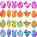 Easter Pop Fidget Toys Bulk 24Pcs Easter Party Favors for Kids, Easter Egg Fillers Basket Stuffers Sensory Mini Pop Keychain Stuffers Fidgets for Classroom Prizes Kids Party Supplies Gifts