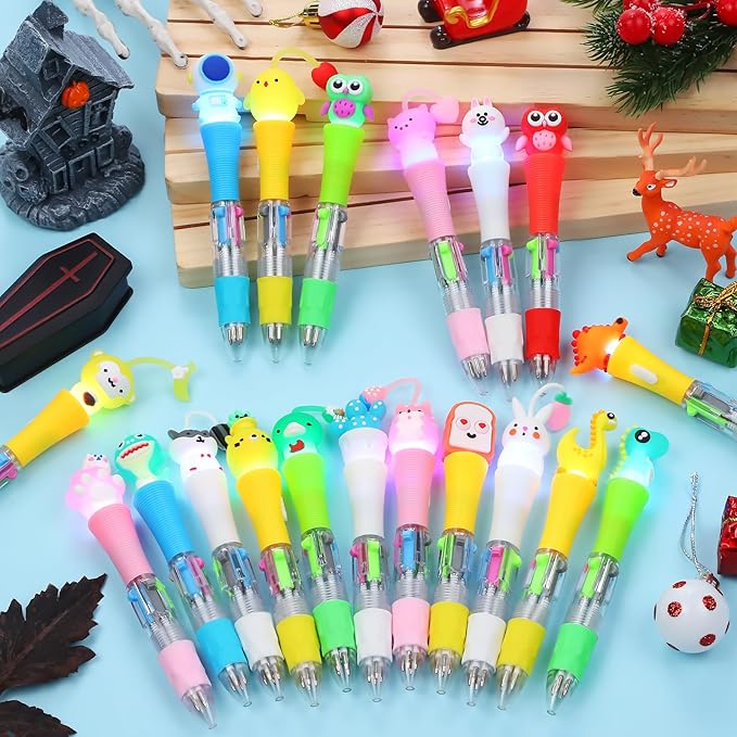 CZWZ 20Pcs Multicolor Pens in One 4-in-1 Cute Pens Bulk, Ballpoint Pen for Birthdays and Parties, Fun Gifts Assorted Ink Kawaii Pen(Style-2)