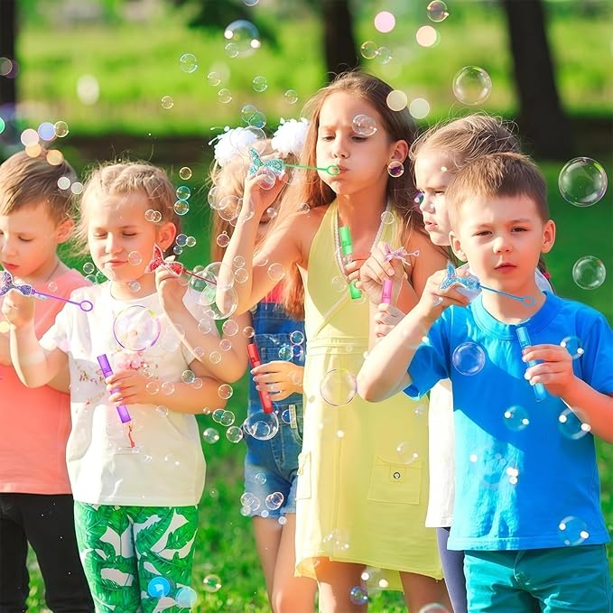 AFZMON 24Pcs Mermaid Party Favors Bubble Wands for Kids, Glitter Mermaid Tail Mini Bubbles Birthday Gift Toy Goodie Bag Stuffers Classroom Prizes Wedding Party Supplies Decorations
