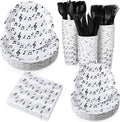 Yungyan 252 Pcs Musical Note Plates and Napkins Set Music Themed Party Decorations Disposable Music Notes Paper Napkins Plates Cups Knives Spoons Forks Concert Musical Dinnerware Serves 36 Guests