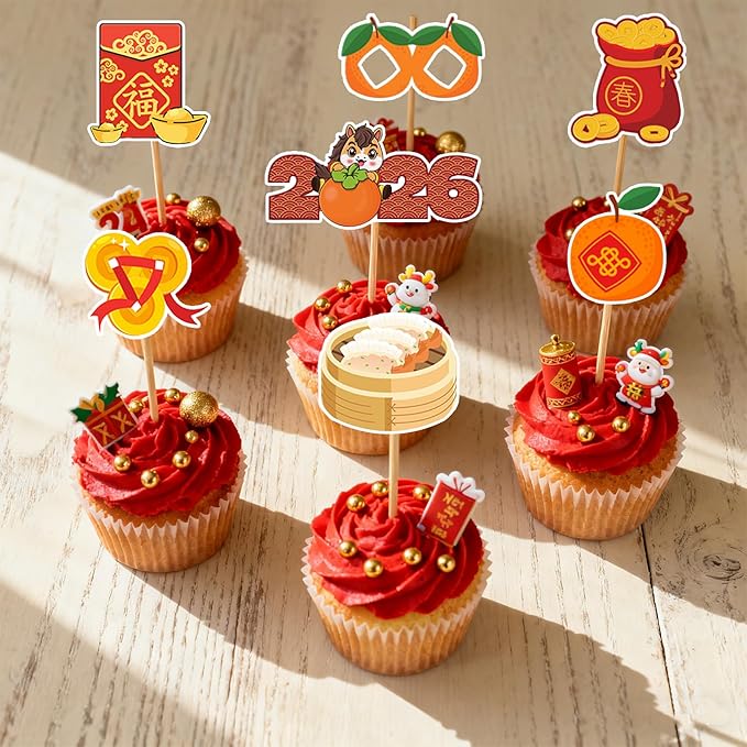 24PCS Chinese New Year Photo Booth Props,Chinese New Year Decoration 2026,Lunar New Year Decorations,Horse Year Paper Photo Props for Spring Festival Lunar New Year Present Game Party Supplies