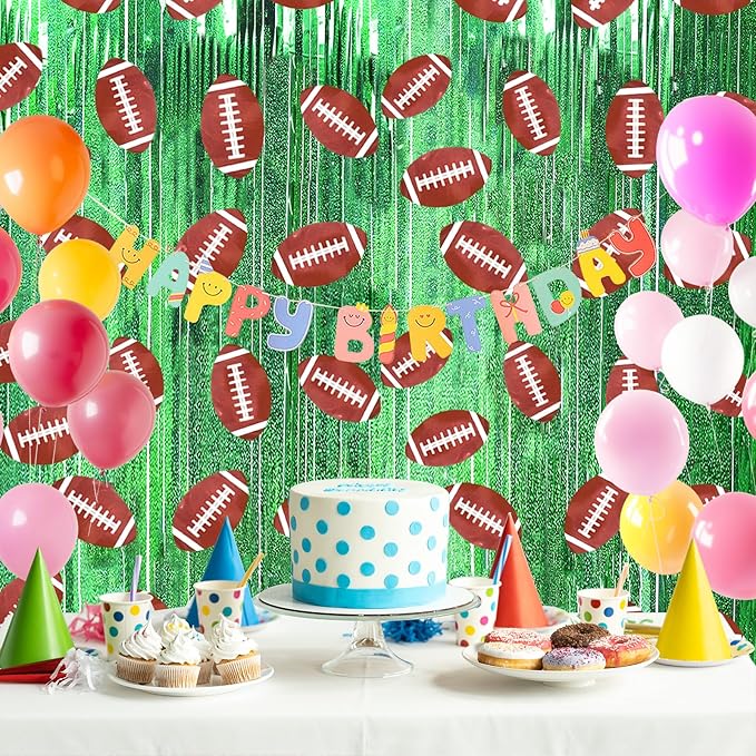 MYUPDALIN 4 Pack Football Party Decorations Football Birthday Decorations Foil Fringe Curtain Backdrop Decorations Photo Props