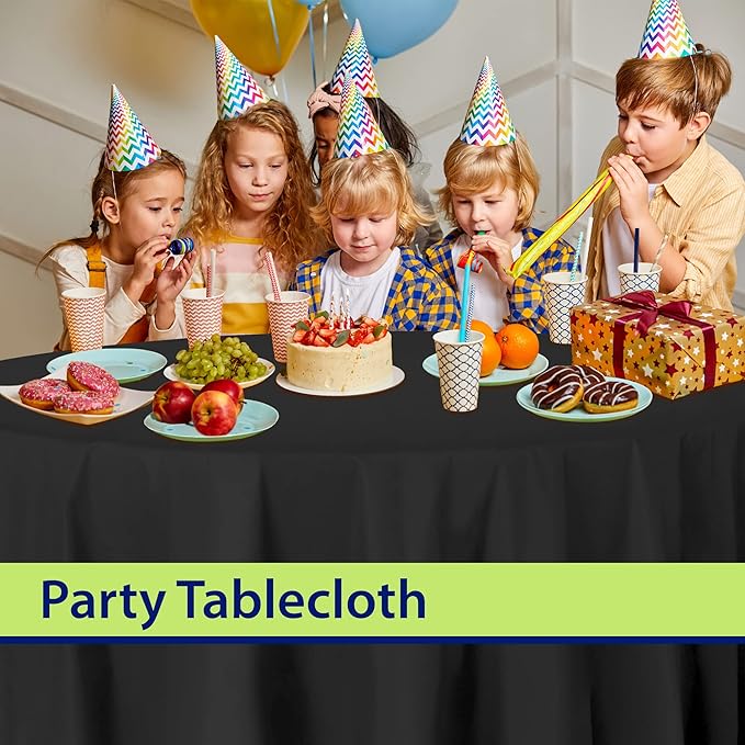 Party Dimensions Black Disposable Plastic Tablecloth for Round Tables (36 Pack) Table Cloths for Parties, Events & Weddings, Indoors & Outdoors, 84 inches, Plastic Table Cover