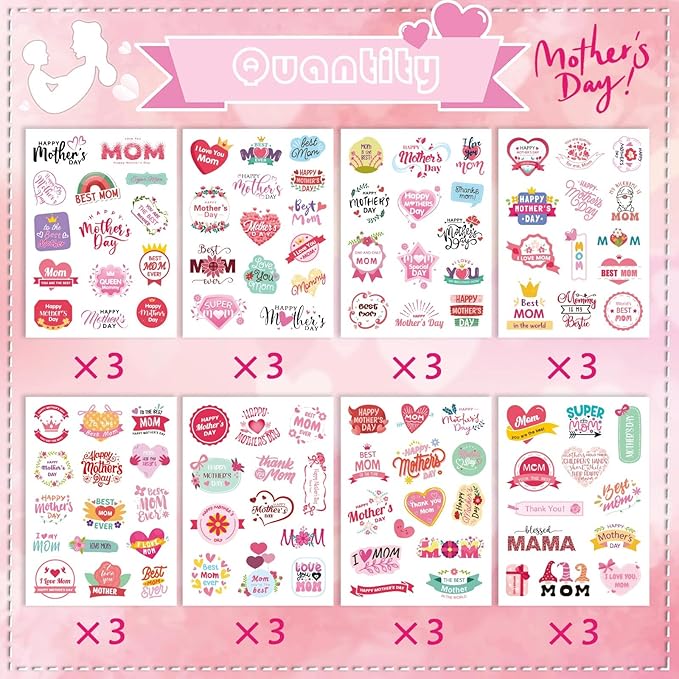 Happy Mothers Day Stickers, 321Pcs Mother's Day Stickers, Mom Stickers, Mothers Day Gifts Cards Lables