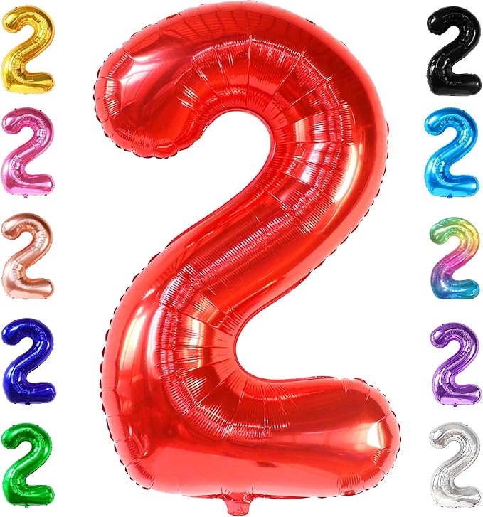 KatchOn, Giant Red Number 2 Balloon - 40 Inch | Mylar Foil 2nd Number Balloons For Happy Birthday Decorations | Red 2 Balloon Number For Anniversary Decorations | Birthday Party Decoration
