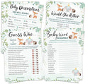 HOMANGA Baby Shower Games, 4 Funny Games for 25 Guests, Guess Who Mommy or Daddy, Word Scramble, Gender Neutral Woodland Animal Theme Baby Shower Decorations for Baby Boy or Baby Girl