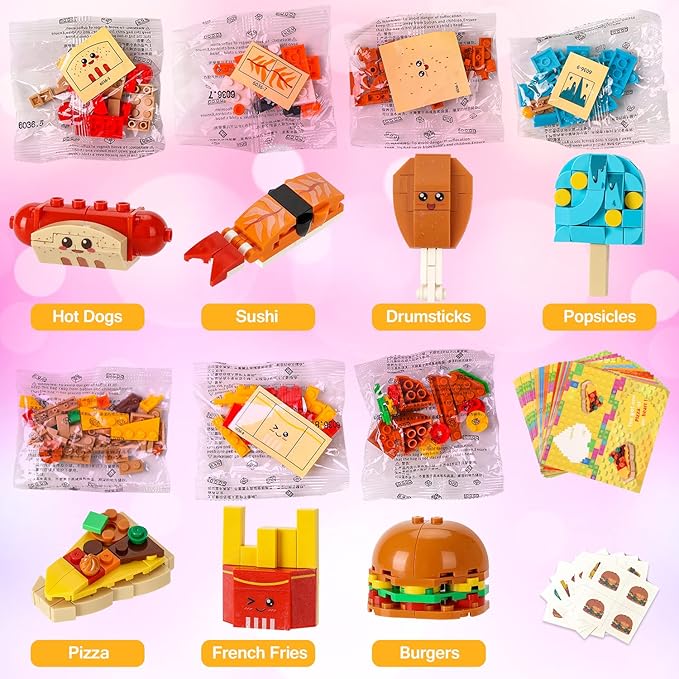 Valentine's Day Cards for Kids - 28 PCS Dessert Block Valentines Day Gifts, Cards with 7 Designs Block Set for School Exchange, Party Favors