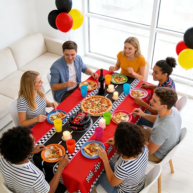 Slergut Race Car Birthday Party Decorations, 6 Pack Racing Car Tablecloth Checkered 54"x108", Race Cars Decorations Party Supplies Favors, Cars Birthday Decoration for Boys Baby Shower