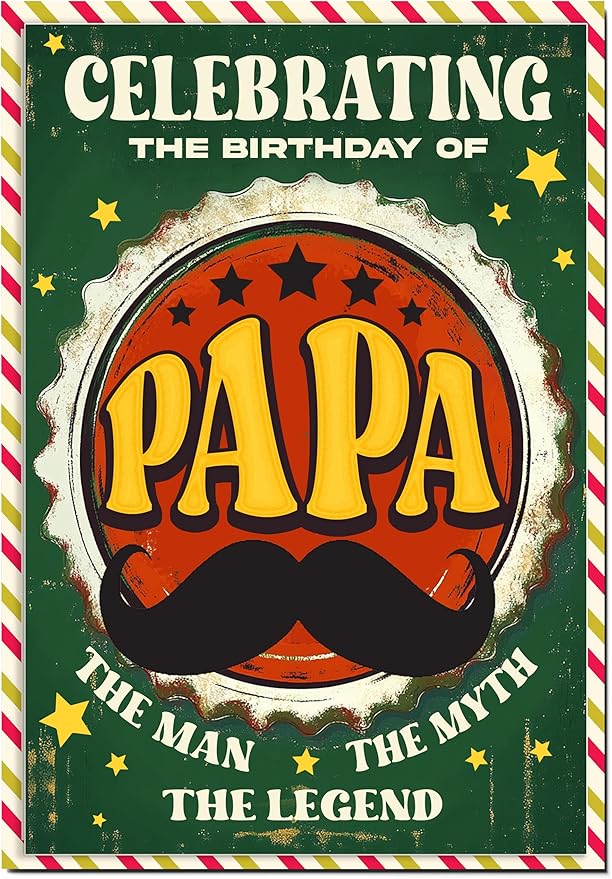 Grandpa Birthday Card, Birthday Card for Papa with Seal and Envelope, Papa Cards from Kids, Granddaughter, Grandson