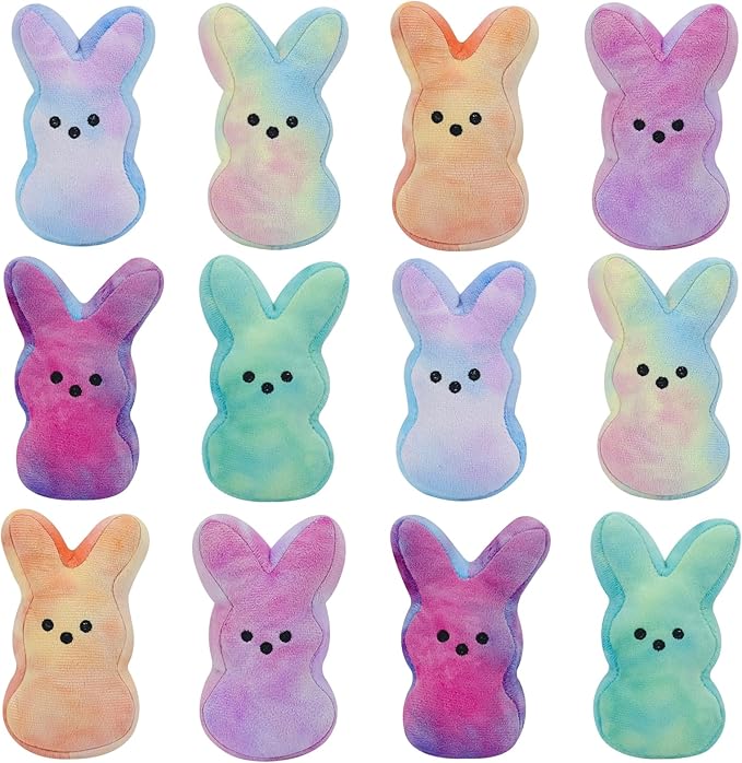 vizethru 12 Pcs Easter Bunny Plush Toys,Easter Basket Stuffers Toys for Kids,Bunny Stuffed Animals, Easter Party Favors Gift Toys for Kids