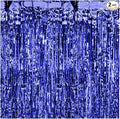 Pack of 2 Royal Blue Foil Fringe Curtains – Blue Tinsel Backdrop for Photo Booth, Birthday, Wedding, Baby Shower, Bachelorette, Christmas & Holiday Party Decorations