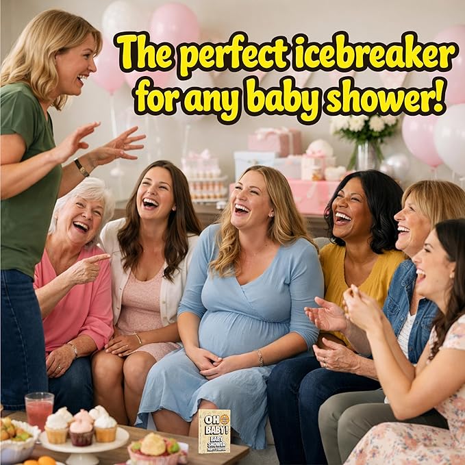 Fun & Easy Baby Shower Group Games Deck - Charades, Trivia, Word Guess, Advice - Easy to Play - 4 Activities in 1 Deck - Fun Icrebreaker for Baby Shower Boy Or Girl - Baby Shower Games
