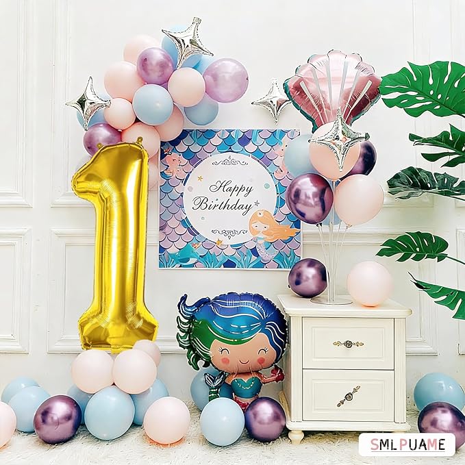 Smlpuame 40 inch Number Balloon 0-9 Gold Large Number 1 Balloons,Digital Balloons for Birthday Party Celebration Decorations Supplies, Helium Foil Number Balloons for Wedding Anniversary