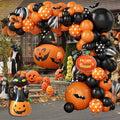 Halloween Balloon Arch Garland Kit, Orange and Black Balloon Arch Kit with 3D Bat Stickers, Boo Spider Bat Pumpkin Cat Pumpkin Spider Foil Balloons Polka Dot Balloons for Halloween Decorations