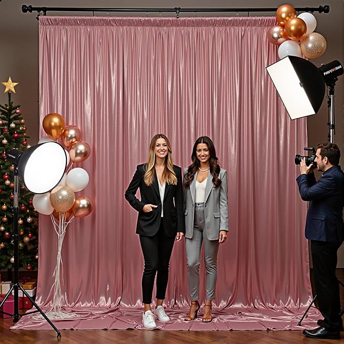 10x10 ft Wrinkle Free Rose Gold Sequin Backdrop Curtain for Parties,Thick Not Fall-Off Glitter Backdrop Drapes,2 Panels 5x10ft Shimmer Photo Back Drop Cloth for Wedding Birthday Photography Background