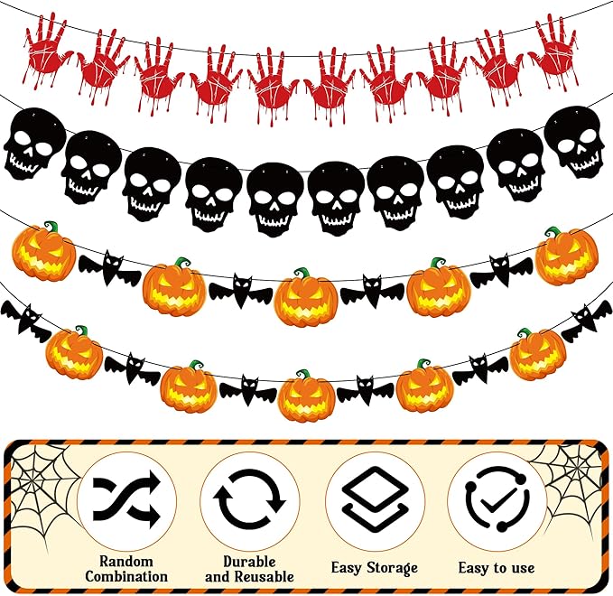 OHOME Halloween Decorations - 40 Pack Halloween Banner - Trunk or Treat Decorations for Indoor Outdoor - Halloween Garland for Door Wall - Hanging Halloween Decor Birthday Party Favors Supplies