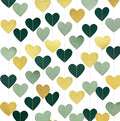 Sage Green and Gold Heart Party Glitter Gold Paper Olive Green Love Heart Hanging Garland Streamer Banner for Woodland Safari Baby Shower Birthday Wedding Anniversary Valentines Day Party Decorations