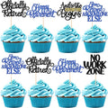 30 PCS Happy Retirement Cupcake Toppers Officially Retired Cupcake Picks No Work Zone Adventure Begins Cake Decorations for Retirement Theme Farewell Birthday Party Supplies Black Blue