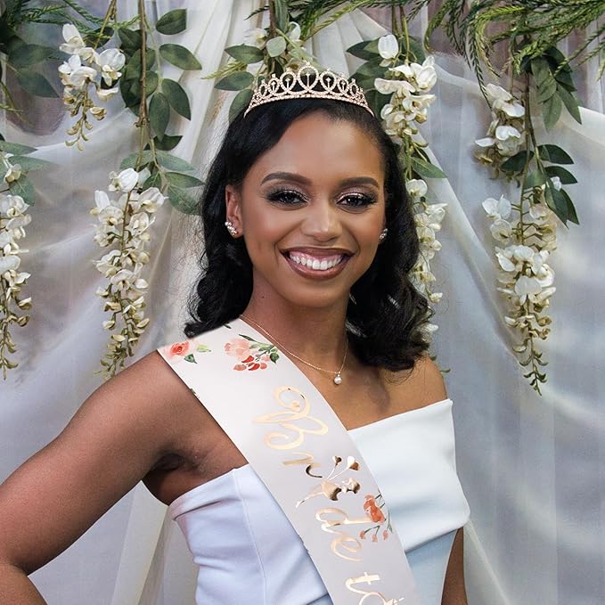 CIEHER Bride To Be Gifts: Sash, Tiara, Bachelorette & Bridal Shower Decorations