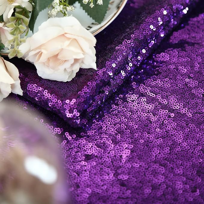 B-COOL Purple Sequin Backdrop Curtains 2 Packs 2ftx8ft Sparkle Backdrop Fabric Glitter Backdrop for Party Ceremony Wedding Birthday Decoration