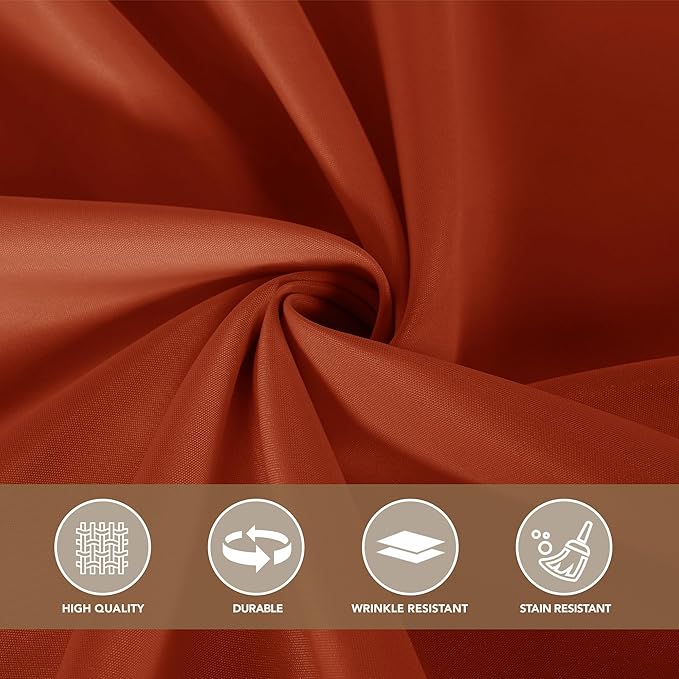 sancua Thanksgiving Round Tablecloth 108 Inch Diameter, 6 Pack Rust Circle Polyester Fabric Fall Table Cloth for Holiday Party Reception, Washable Burnt Orange Table Cover (Fit 42-96 Inch Tables)