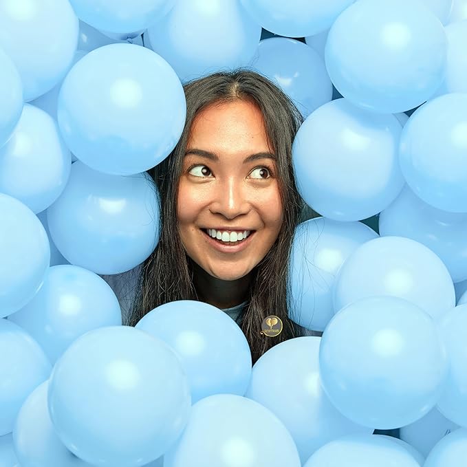 AFTERLOON® Biodegradable Mini Balloons 100 pcs Pastel Baby Blue 5 Inch, Matte Color Thickened Extra Strong Latex Helium Float, Baby Shower Gender Reveal Garland Wedding Birthday Party Decorations