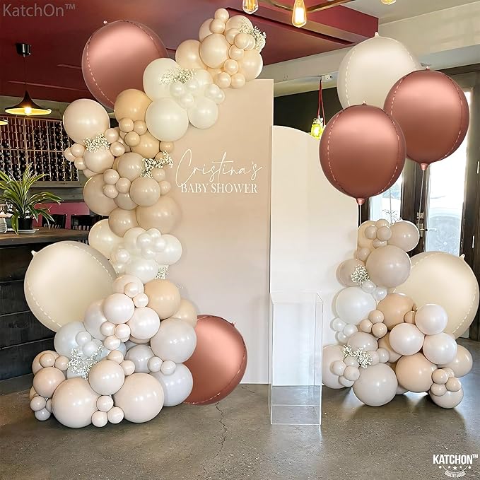KatchOn, Brown and Cream Balloons Set - 22 Inch, Pack of 12 | Bobo Balloon Brown for Brown Birthday Decorations | Brown Foil Balloons, Boho Decorations for Party | Boho Party Decorations