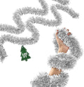 100Ft Christmas Garland - Xmas Tree Decorations, Christmas Tinsel Decorations for Indoor&Outdoor Home Decor, Christmas Metallic Twist Garland Ceiling Hanging Decorations for New Year(Silvery)