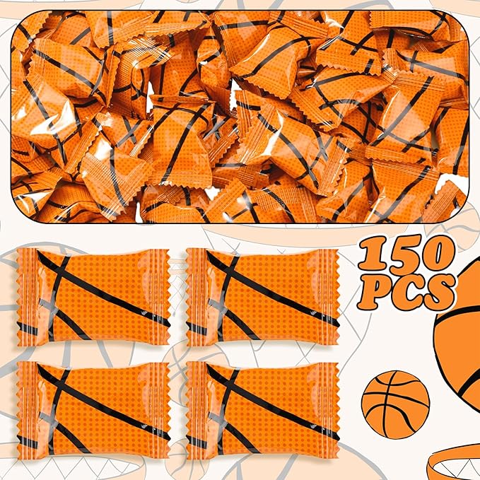 Naucoos Basketball Sports Candy, 26.5 oz. Bag - 150 Sports Candy for Team Gifts Party Supplies - Team Treats for Basketball Goodie Bags Stuffer, Individually Wrapped