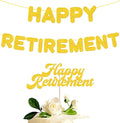 Gold Retirement Party Decorations, Pre Strung Happy Retirement Banner & Cake Topper Kit for Men Women, Ready to Hang