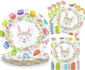 Easter Plates and Napkins Set for 20 Guests - 40 Pcs Disposable Easter Dinnerware, 9 Inch Colorful Egg & Bunny Floral Paper Plates 20pcs and Napkins 20pcs for Dinner, Spring Party Decorations