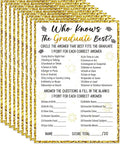 36PCS Who Knows Graduate Best Graduation Game Cards - Class of 2026 Graduation Party Games Card Graduation Games for Parties Senior High School College Graduation Party Favor Supplies