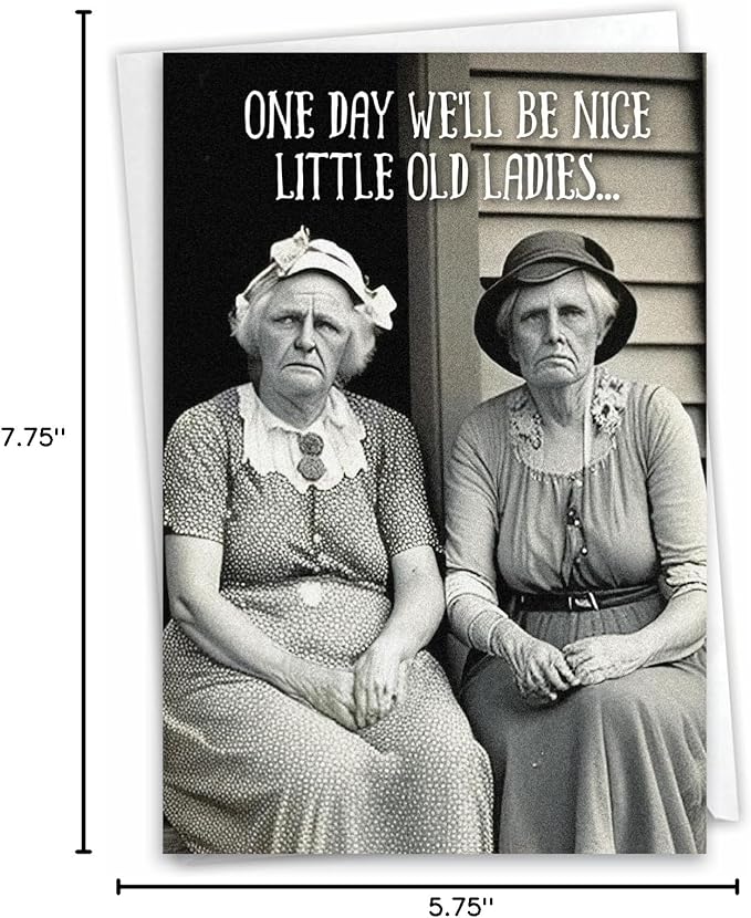 NobleWorks Humorous Birthday Greeting Card with 5 x 7 Inch Envelope (1 Card) Bday Nice Old Ladies C10062BDG