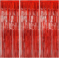 TONIFUL 3Pcs Laser Red Door Streamers,Laser Red Photo Booth Backdrop Metallic Streamers Foil Fringe Curtains for Birthday,Christmas,New Year,Bachelorette,Grad Party Streamers Decor(9.9ft x 6.6ft)