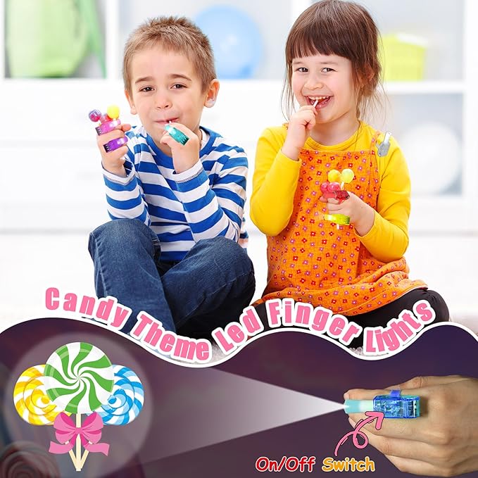 36 PCS Candy Birthday Party Favors Lollipop Candyland LED Light Up Finger Lights, Glow in the Dark Candy Land Party Bulk for Holiday Christmas Goodie Treat Bags Stuffers Candies Birthday Supplies