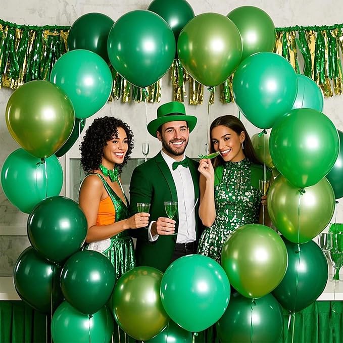 Green Balloons Dark Green Birthday Decorations 100 Pack 12 inch Round Party Balloons for Dark Green Themed Graduation Anniversary Christmas Birthday Party St Patricks Day Backdrop Decorations