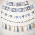 139 Pcs Felt DIY Custom Banner Kit Include 104 Letters 18 Swallowtail Flags 15 Pennants 2 Pcs Pom Pom Garland Tassel Pompom Decoration for Home Baby Shower Birthday(Baby Blue)